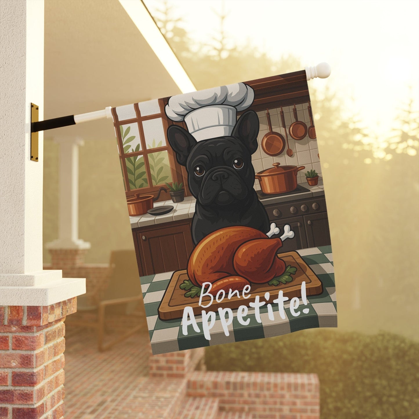 Printify Garden Flag Black French Bulldog Thanksgiving Garden Flag
