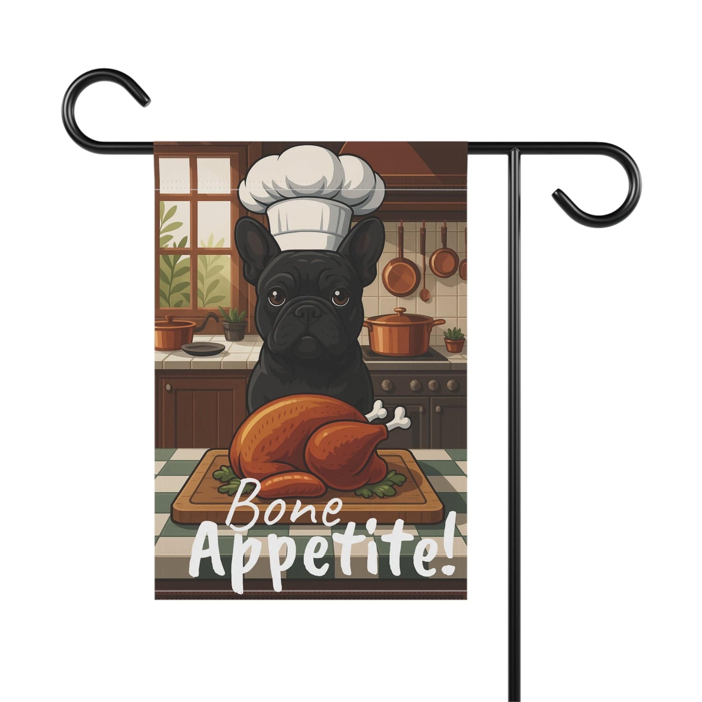 Printify Garden Flag Black French Bulldog Thanksgiving Garden Flag