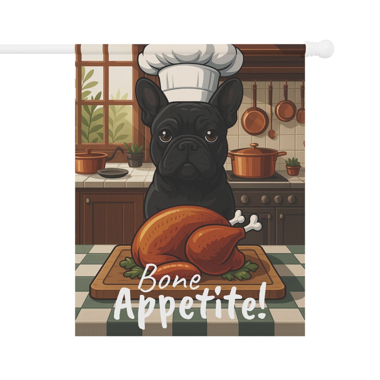 Printify Garden Flag Black French Bulldog Thanksgiving Garden Flag
