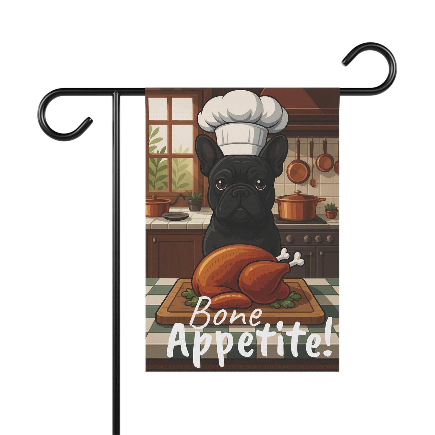 Printify Garden Flag Black French Bulldog Thanksgiving Garden Flag