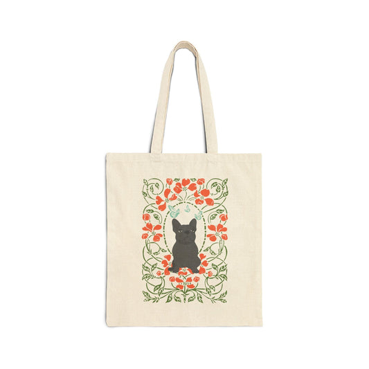 Black Frenchie Butterfly Frame Tote Bag
