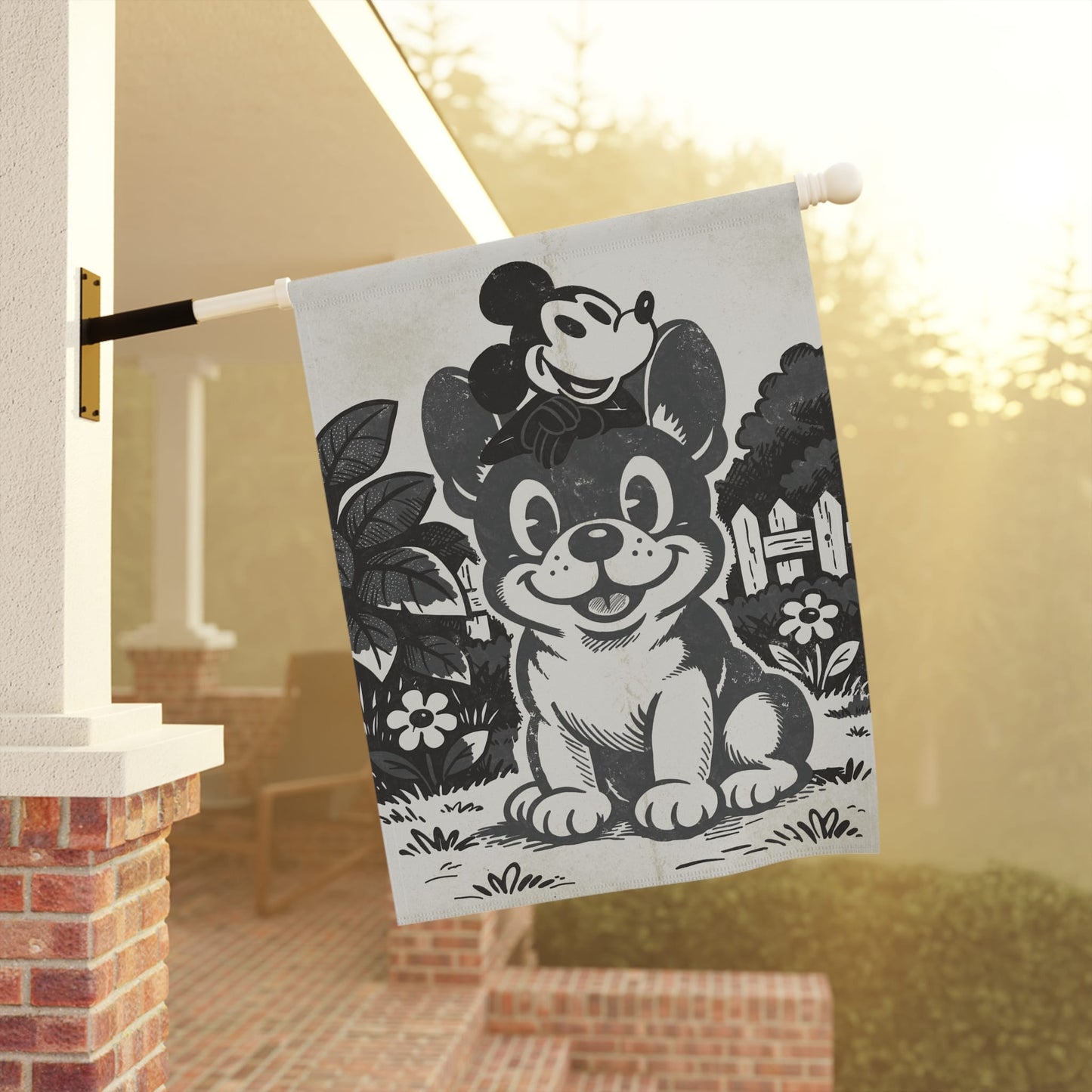 Black Frenchie Cartoon Mouse Garden Flag