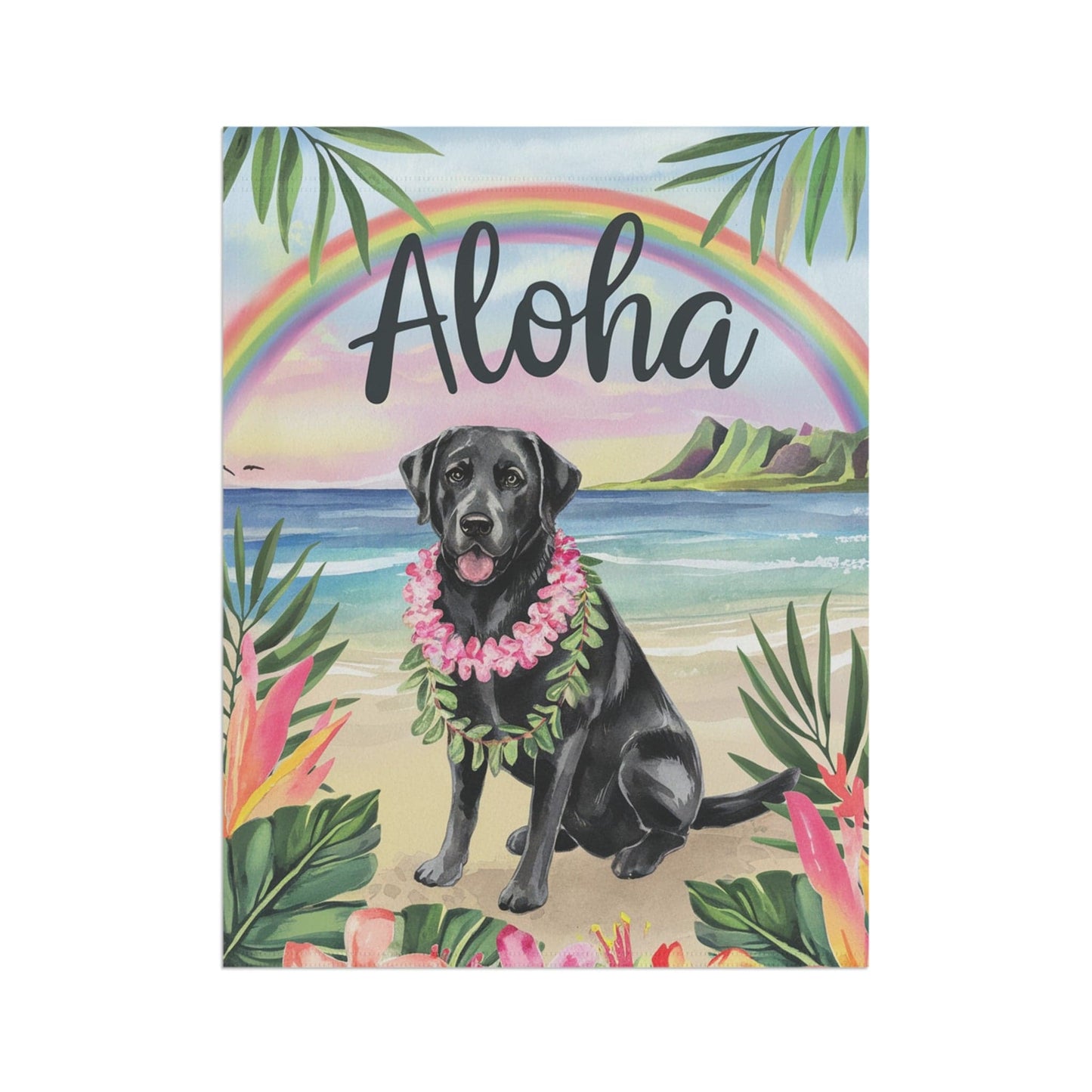 Printify Garden Flag Black Labrador Retriever Aloha Garden Flag