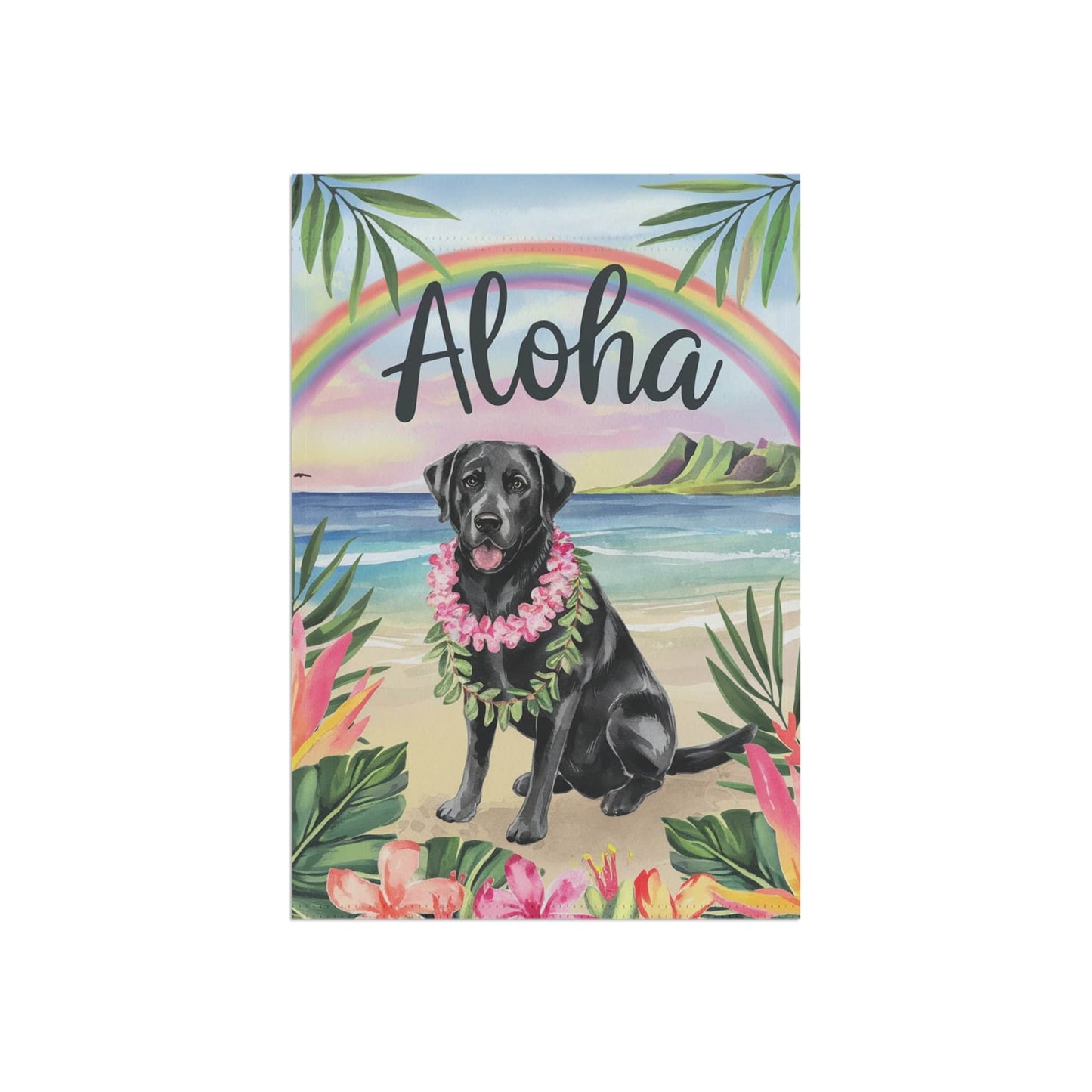 Printify Garden Flag Black Labrador Retriever Aloha Garden Flag