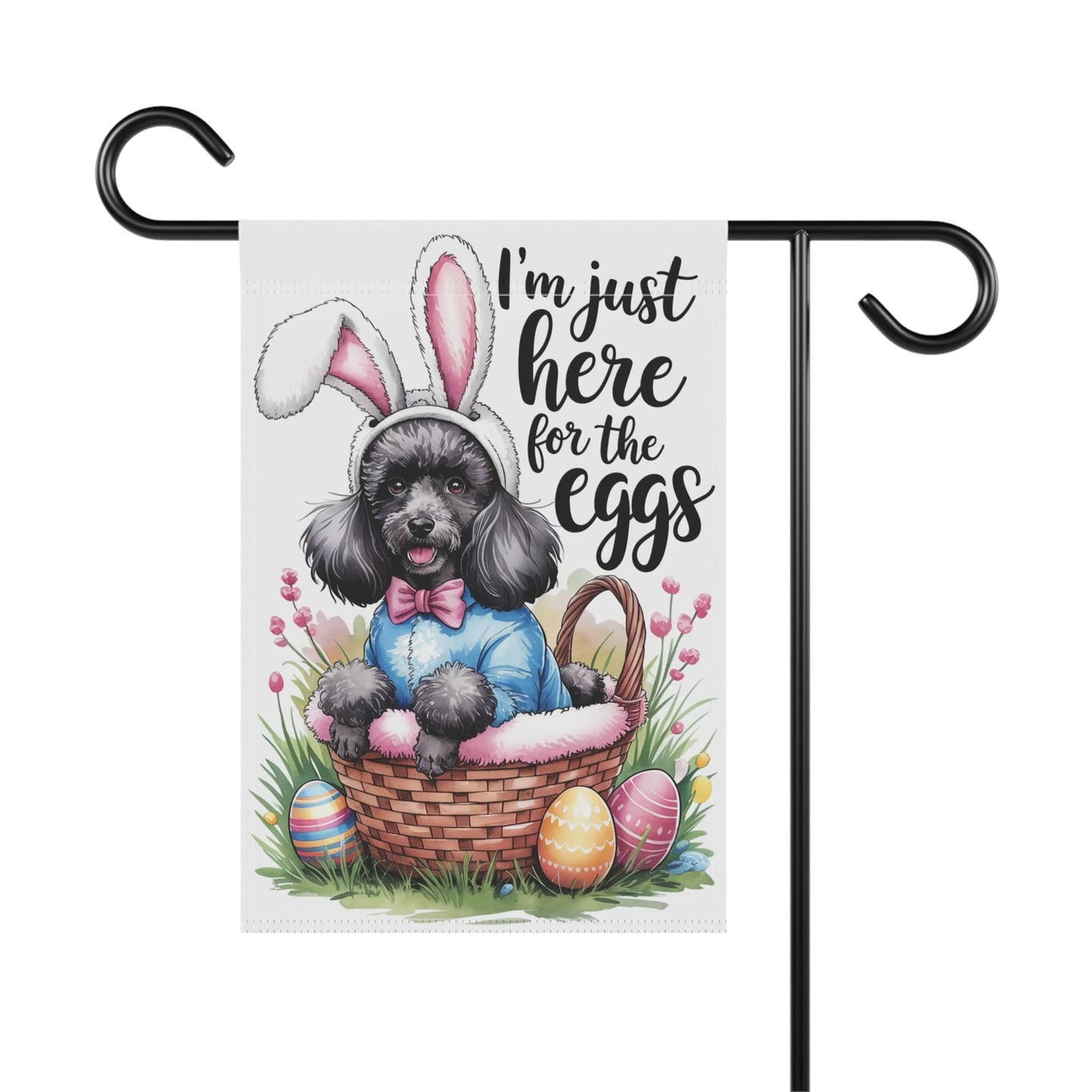 Printify Home Decor Black Poodle Easter Yard Flag Home Decorative Garden, Funny Dog Lovers Decor