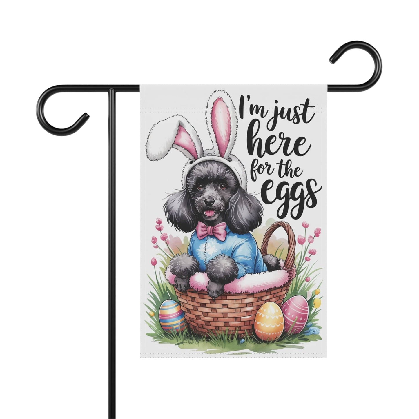 Printify Home Decor 12'' × 18'' Black Poodle Easter Yard Flag Home Decorative Garden, Funny Dog Lovers Decor
