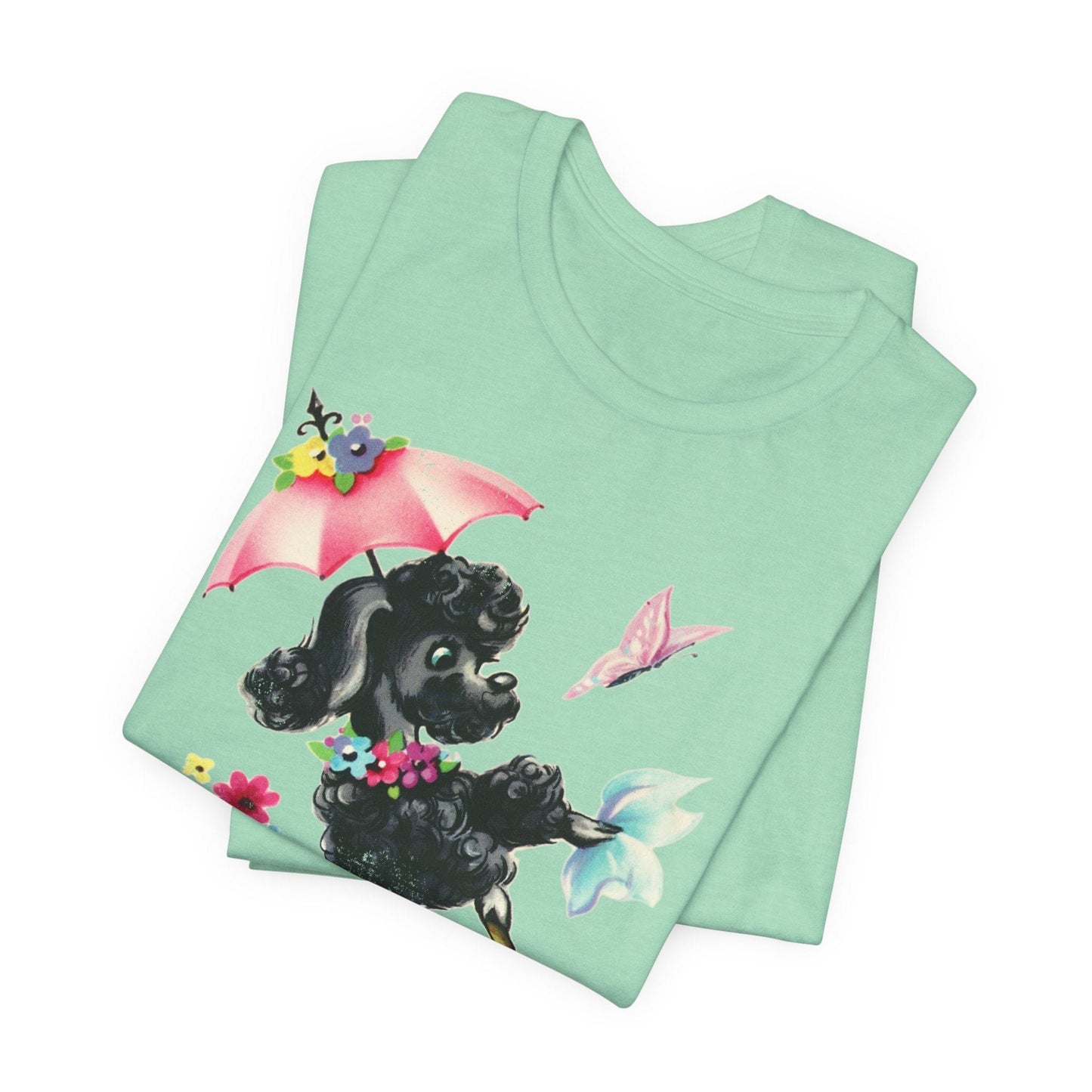 Printify T-Shirt Black Poodle Parasol Tshirt