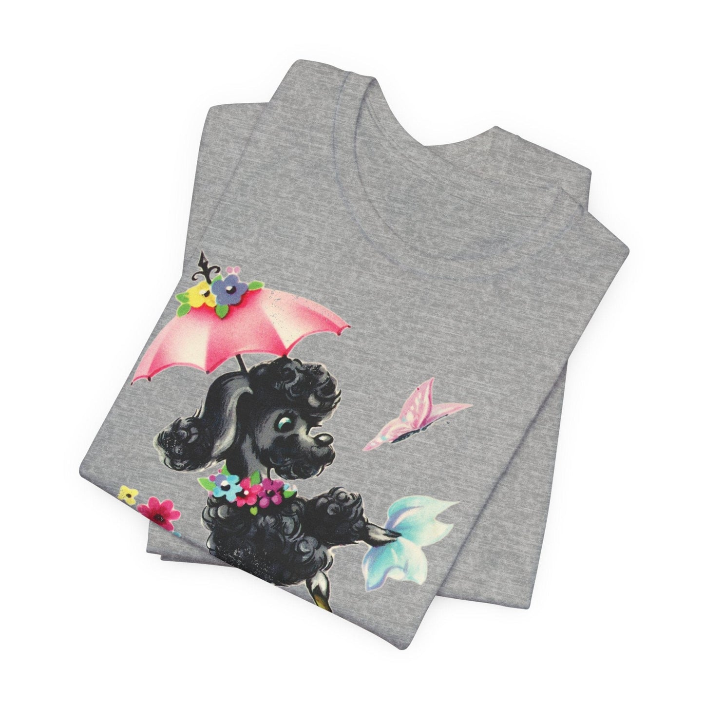 Printify T-Shirt Black Poodle Parasol Tshirt