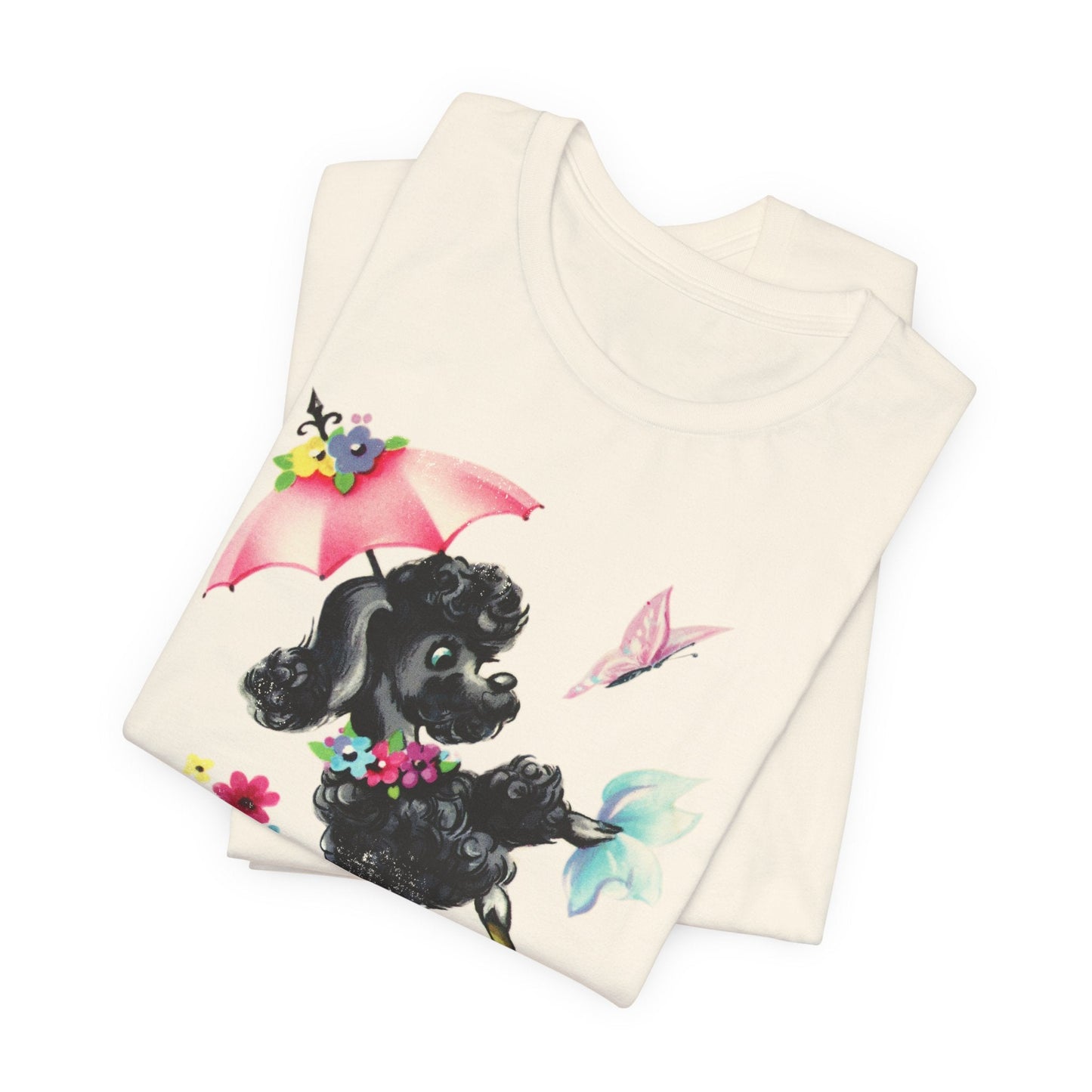 Printify T-Shirt Black Poodle Parasol Tshirt