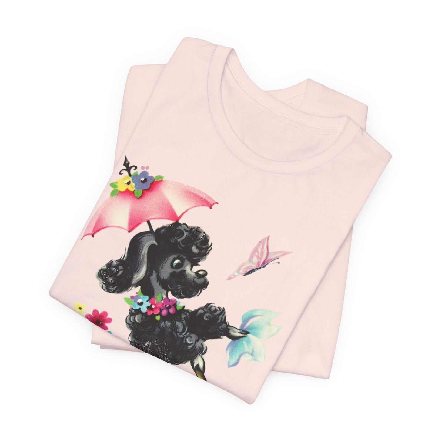 Printify T-Shirt Black Poodle Parasol Tshirt