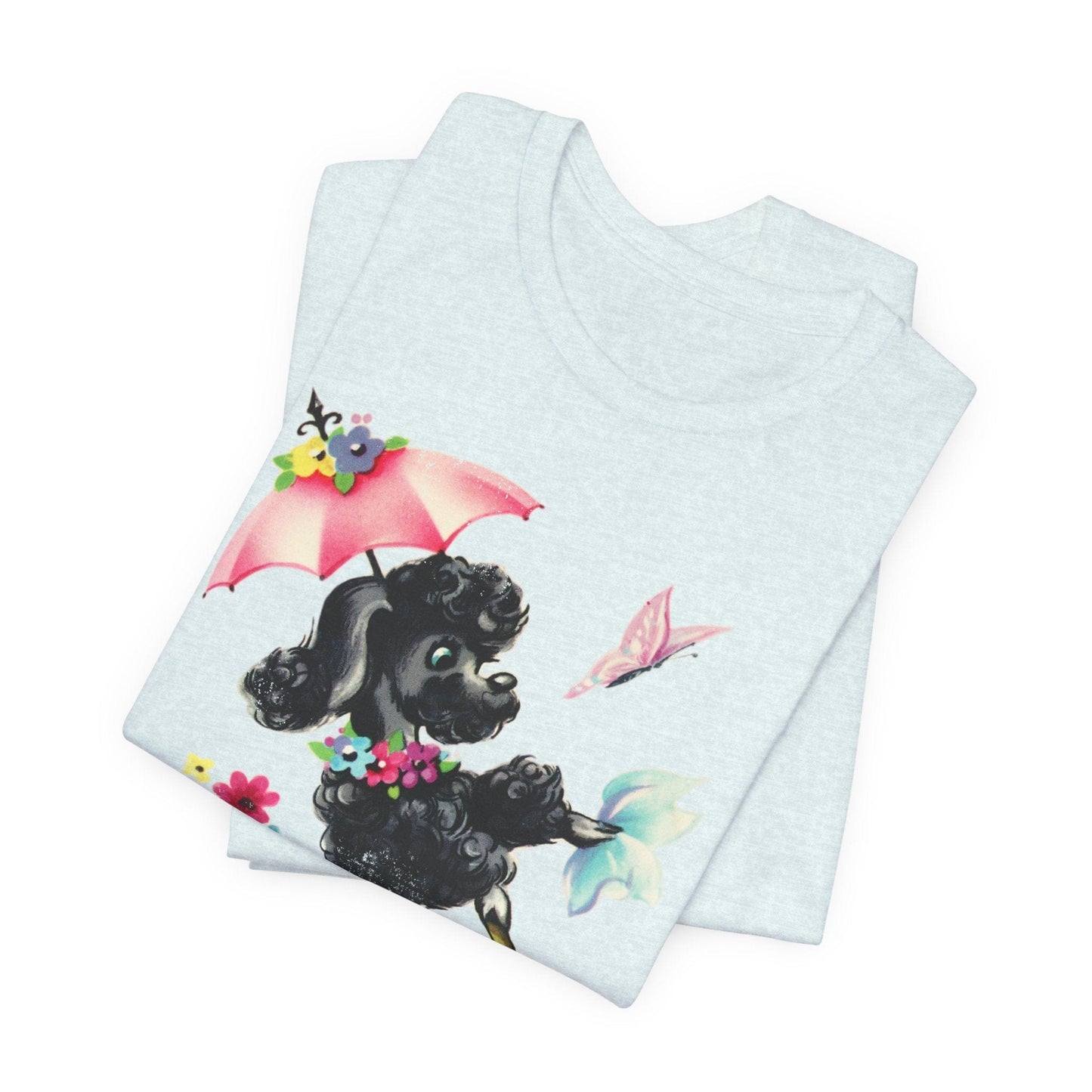 Printify T-Shirt Black Poodle Parasol Tshirt