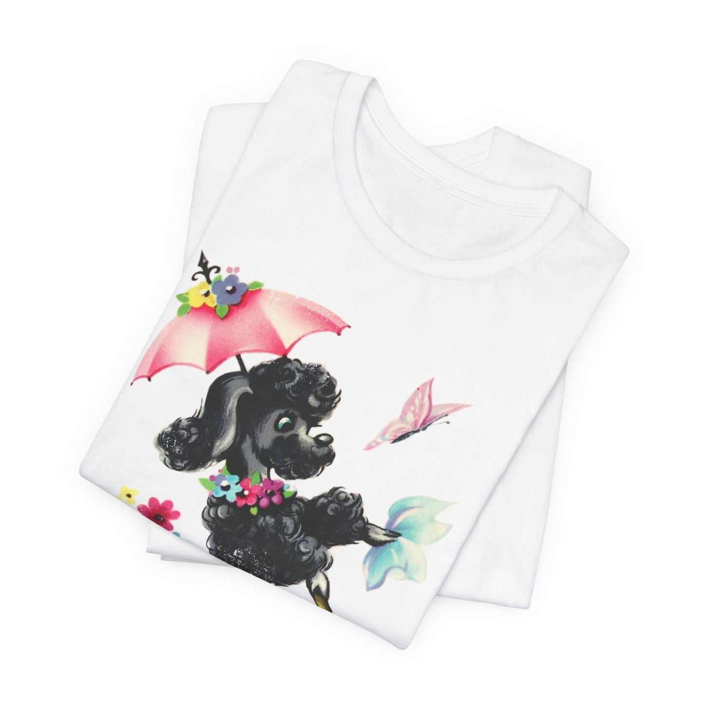 Printify T-Shirt Black Poodle Parasol Tshirt