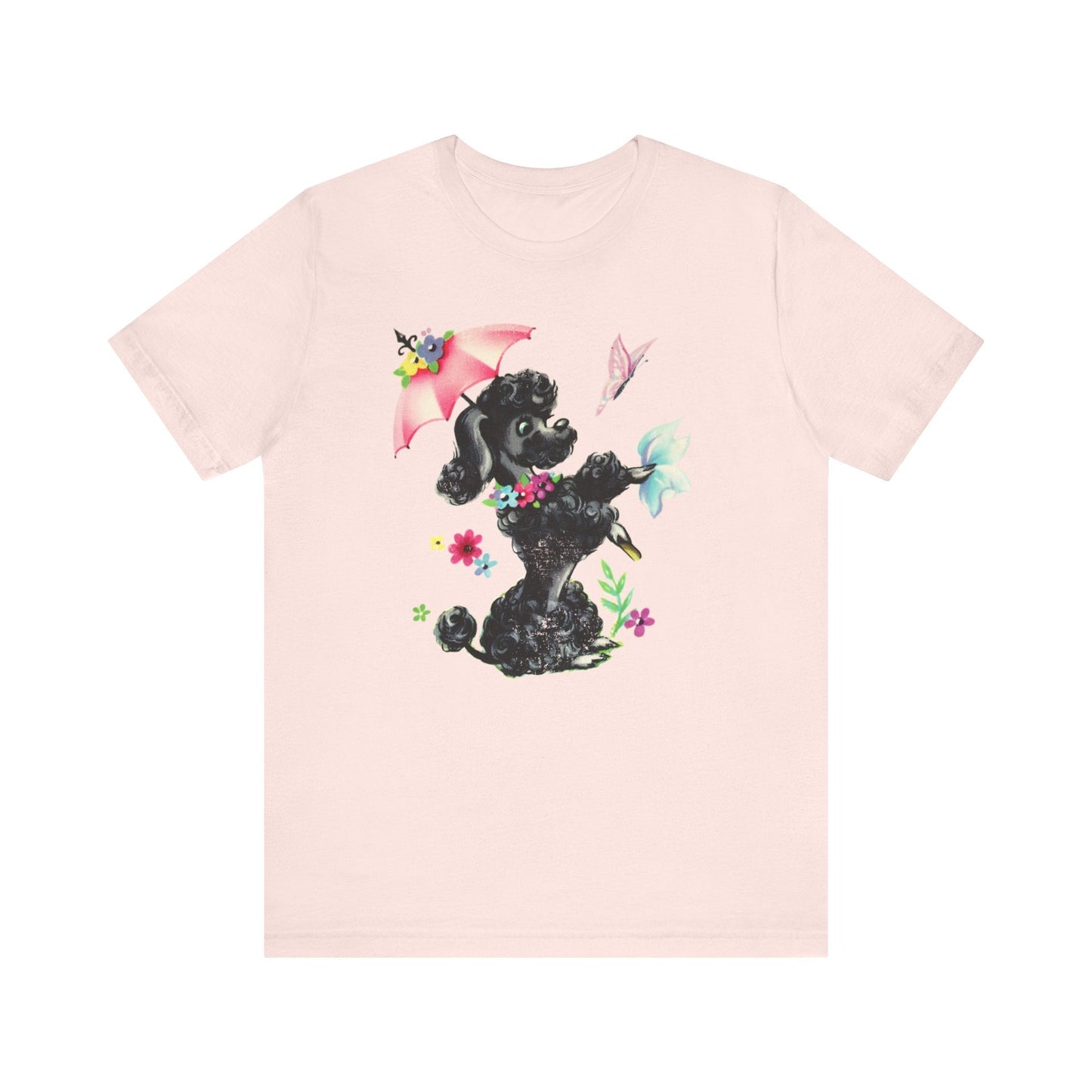 Printify T-Shirt Black Poodle Parasol Tshirt