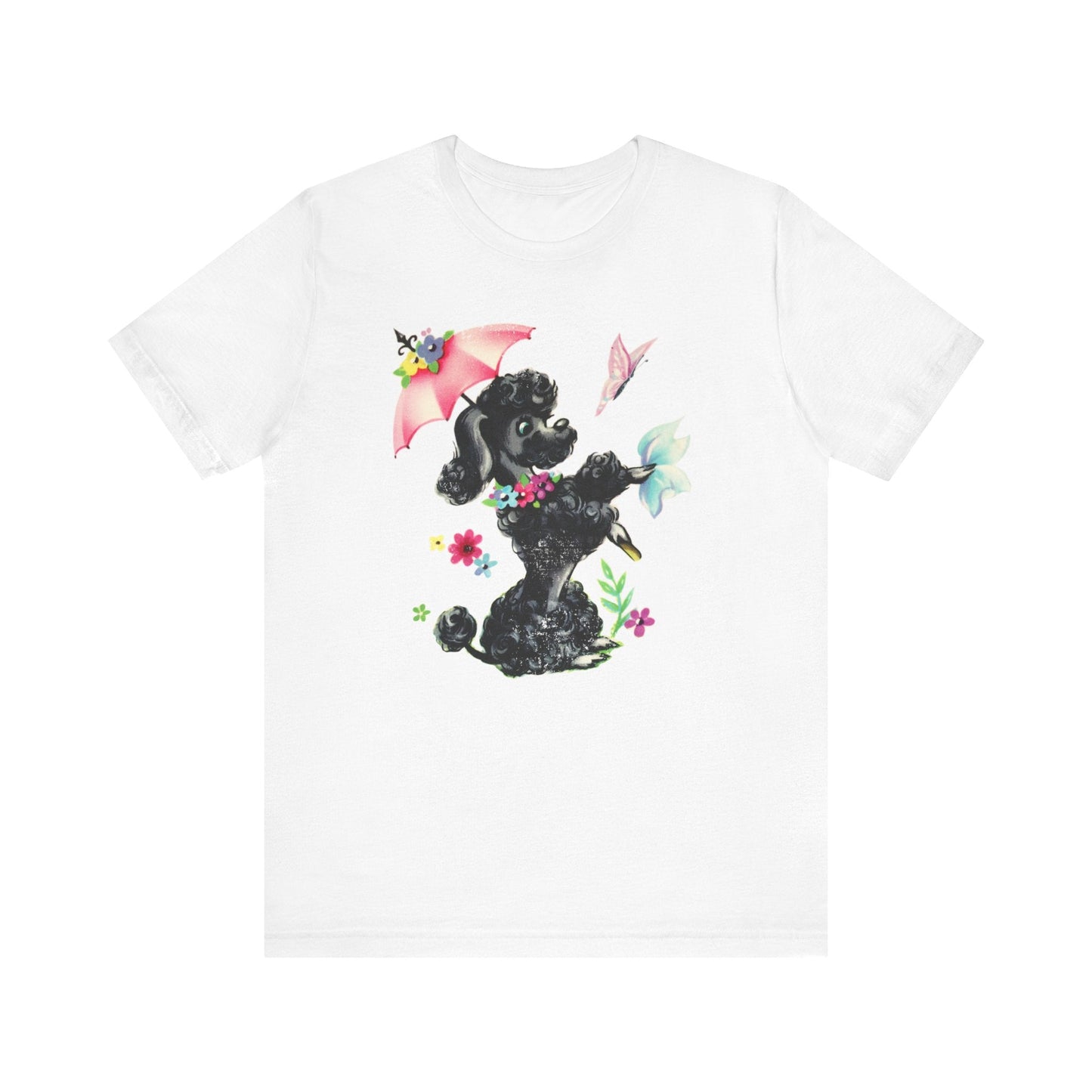 Printify T-Shirt Black Poodle Parasol Tshirt
