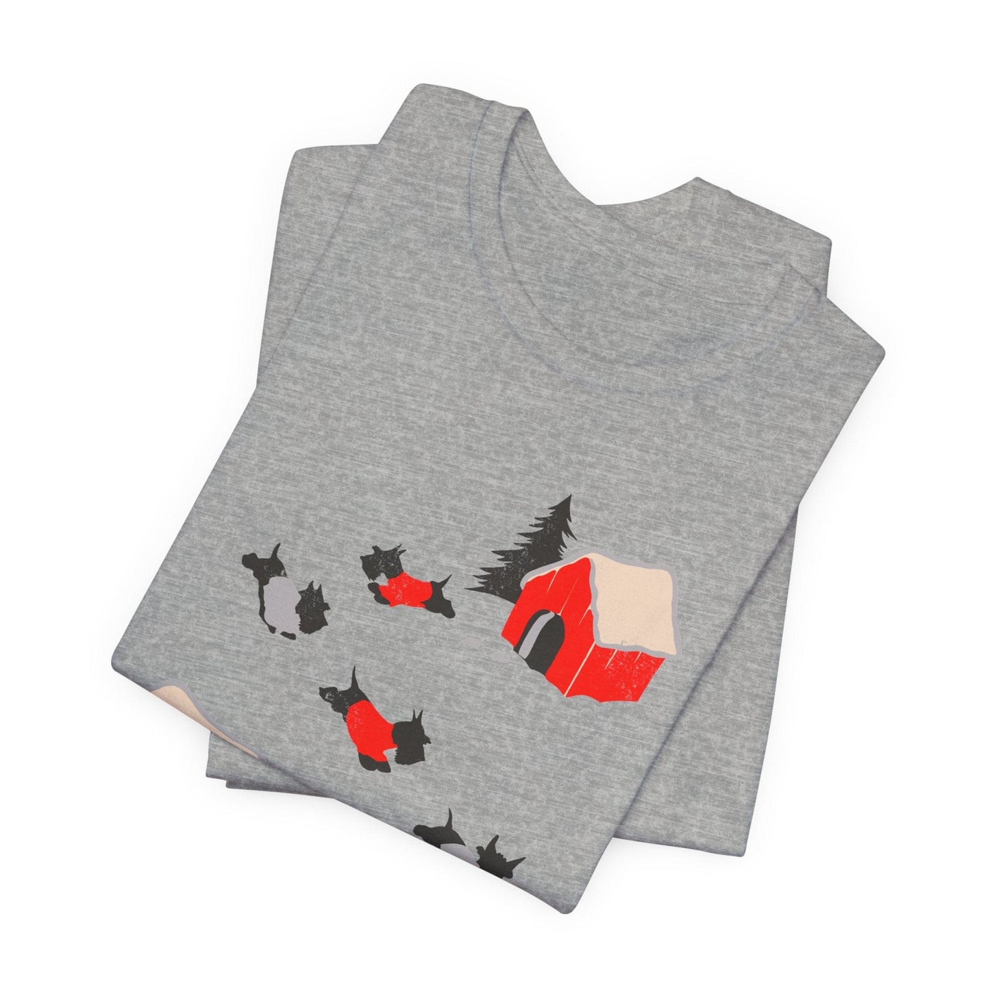 Printify T-Shirt Black Scottish Terrier Snow Play TShirt