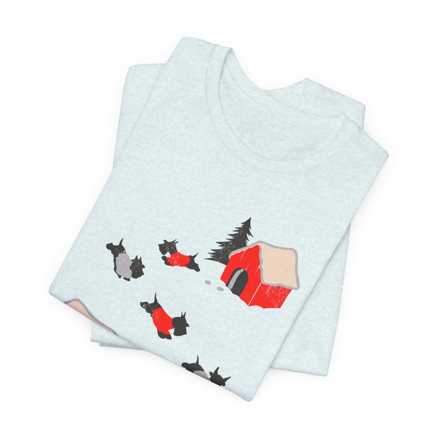 Printify T-Shirt Black Scottish Terrier Snow Play TShirt