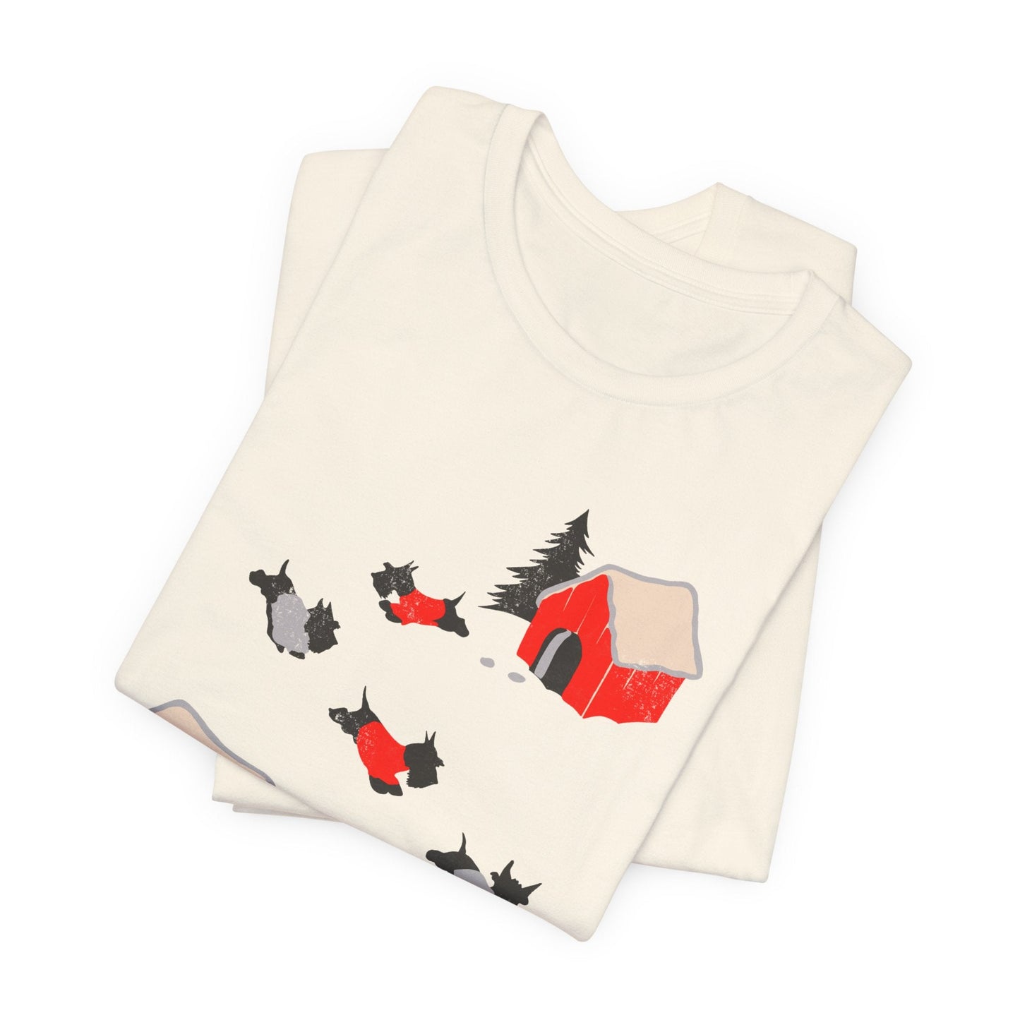 Printify T-Shirt Black Scottish Terrier Snow Play TShirt