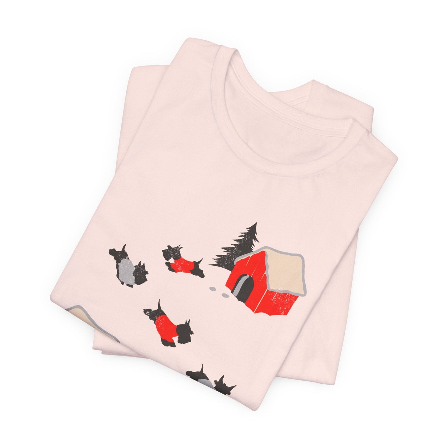 Printify T-Shirt Black Scottish Terrier Snow Play TShirt