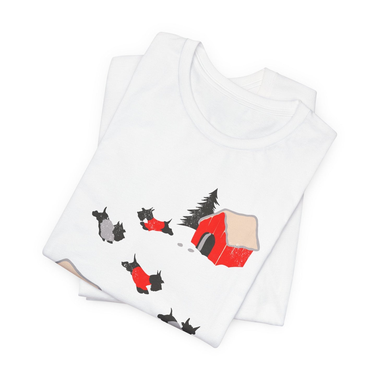 Printify T-Shirt Black Scottish Terrier Snow Play TShirt