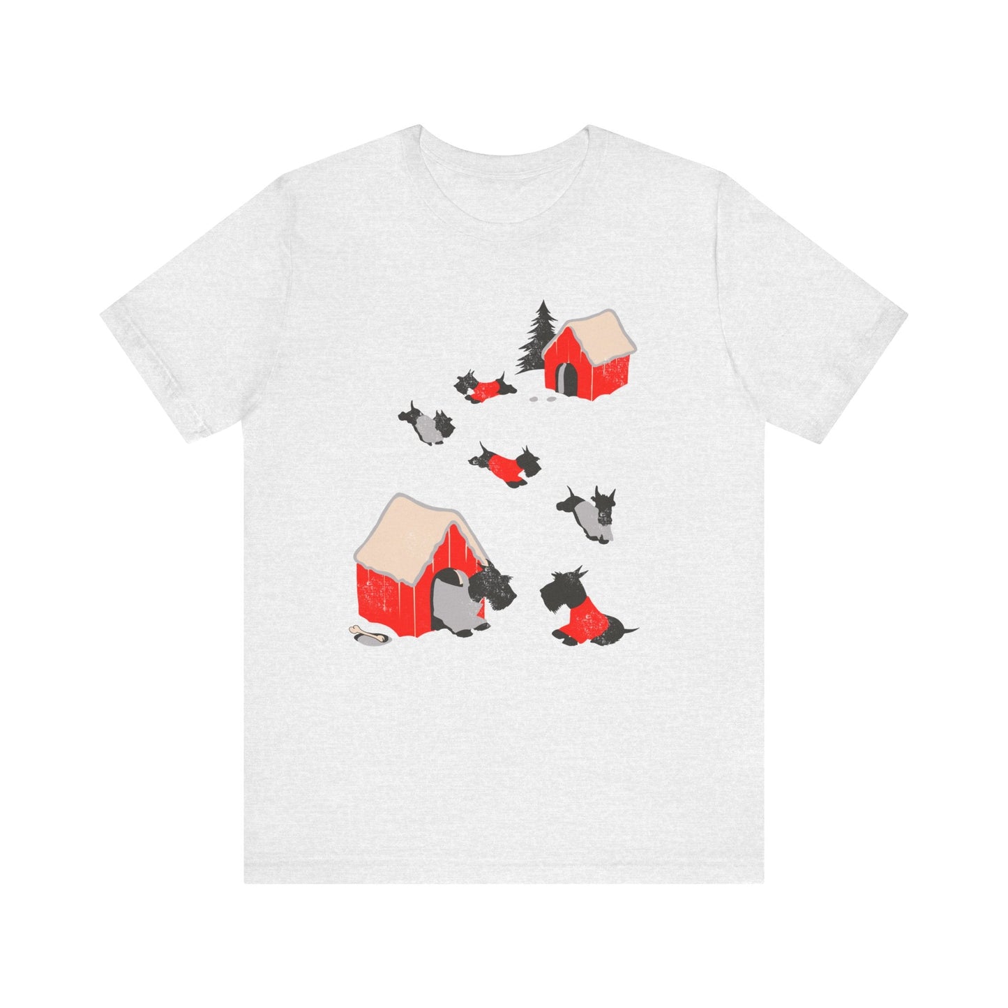 Printify T-Shirt Ash / S Black Scottish Terrier Snow Play TShirt