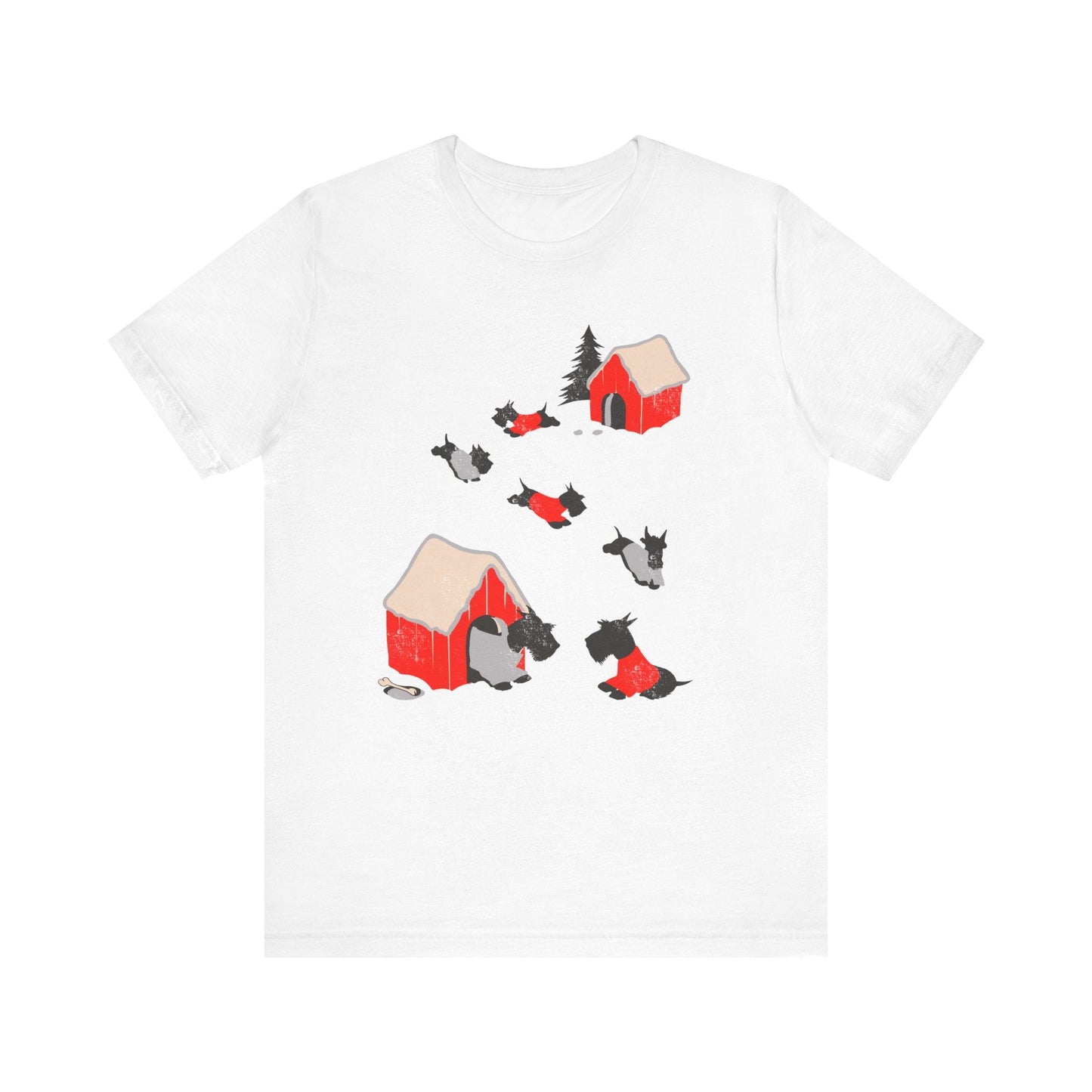Printify T-Shirt White / S Black Scottish Terrier Snow Play TShirt