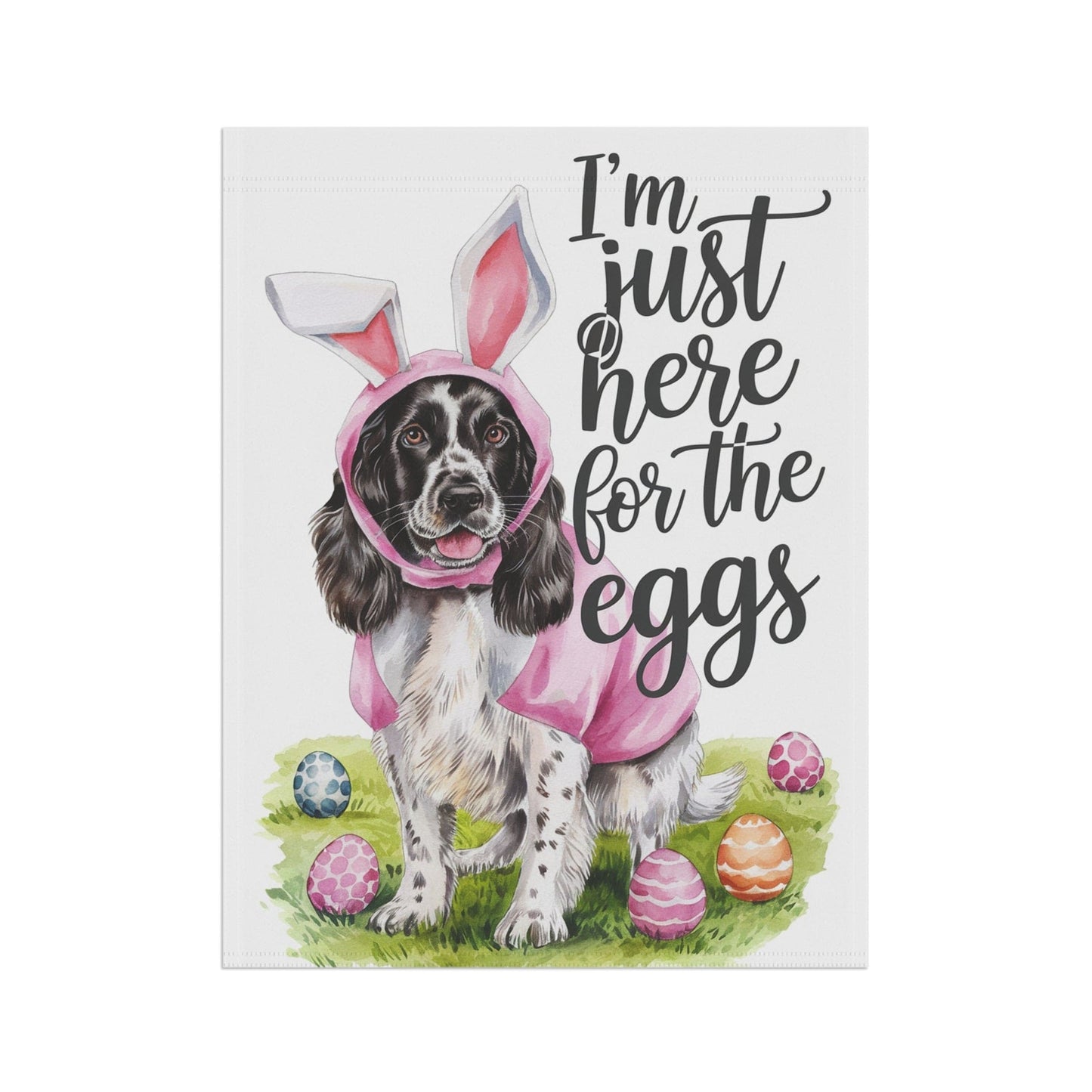 Printify Home Decor Black Springer Spaniel Easter Garden Decor, Front Yard Flag, Spring Housewarming Decor