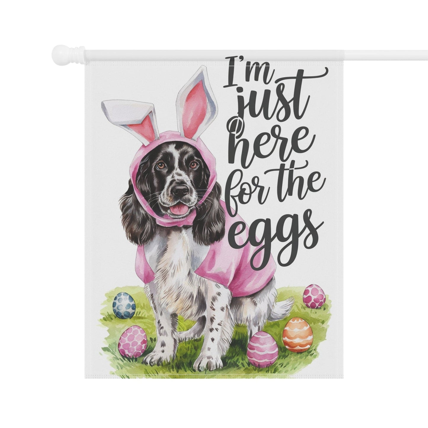 Printify Home Decor Black Springer Spaniel Easter Garden Decor, Front Yard Flag, Spring Housewarming Decor