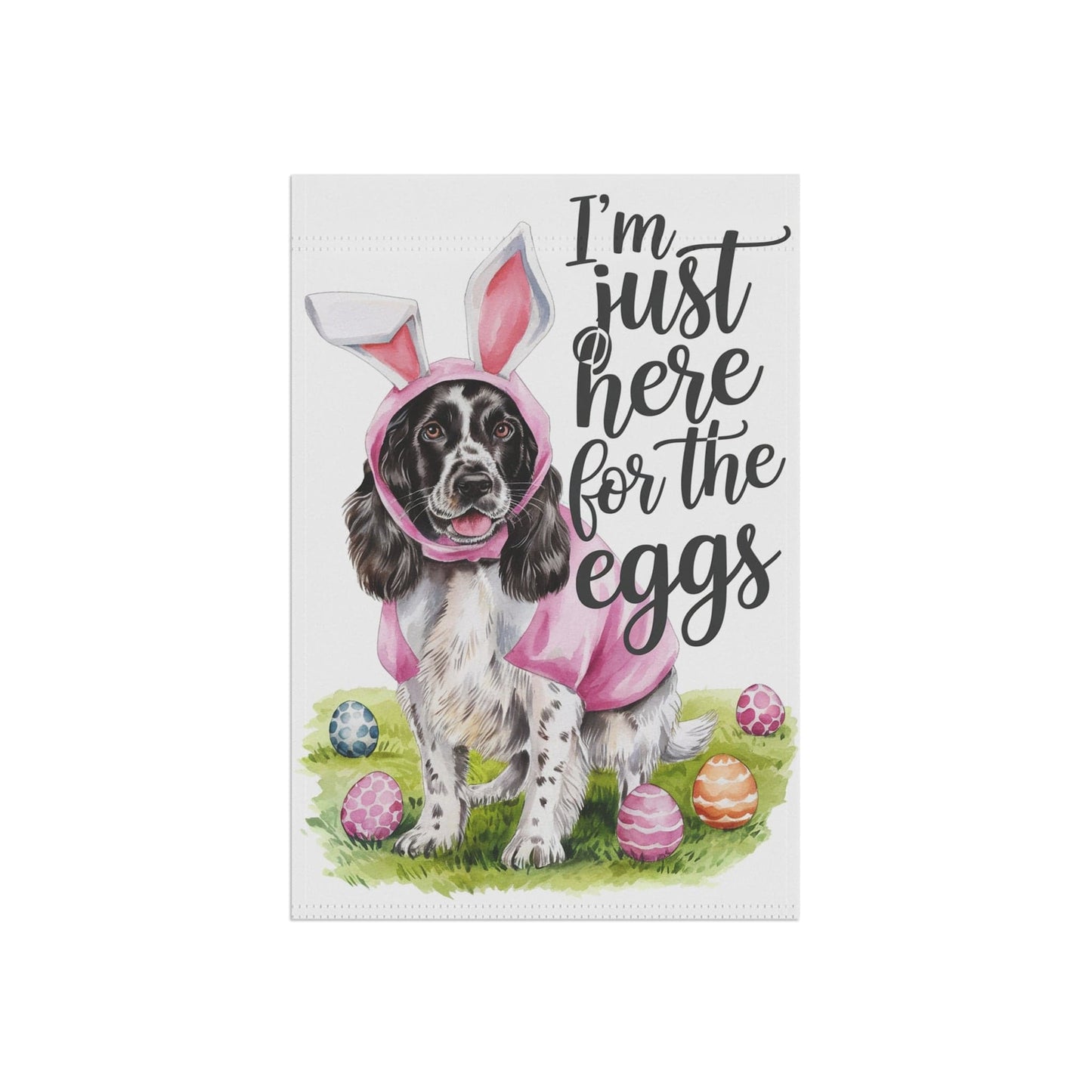 Printify Home Decor Black Springer Spaniel Easter Garden Decor, Front Yard Flag, Spring Housewarming Decor