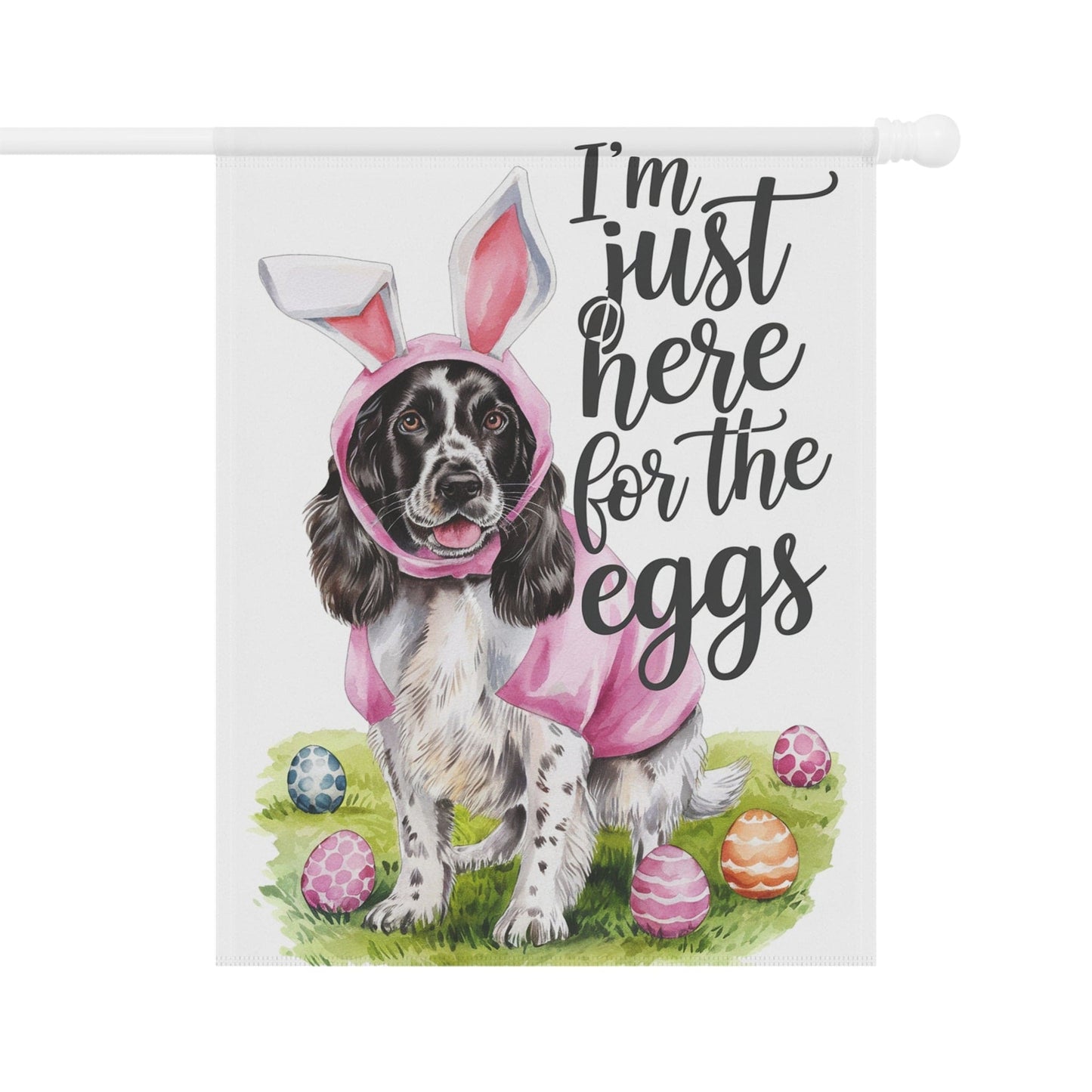 Printify Home Decor 24.5'' × 32'' Black Springer Spaniel Easter Garden Decor, Front Yard Flag, Spring Housewarming Decor