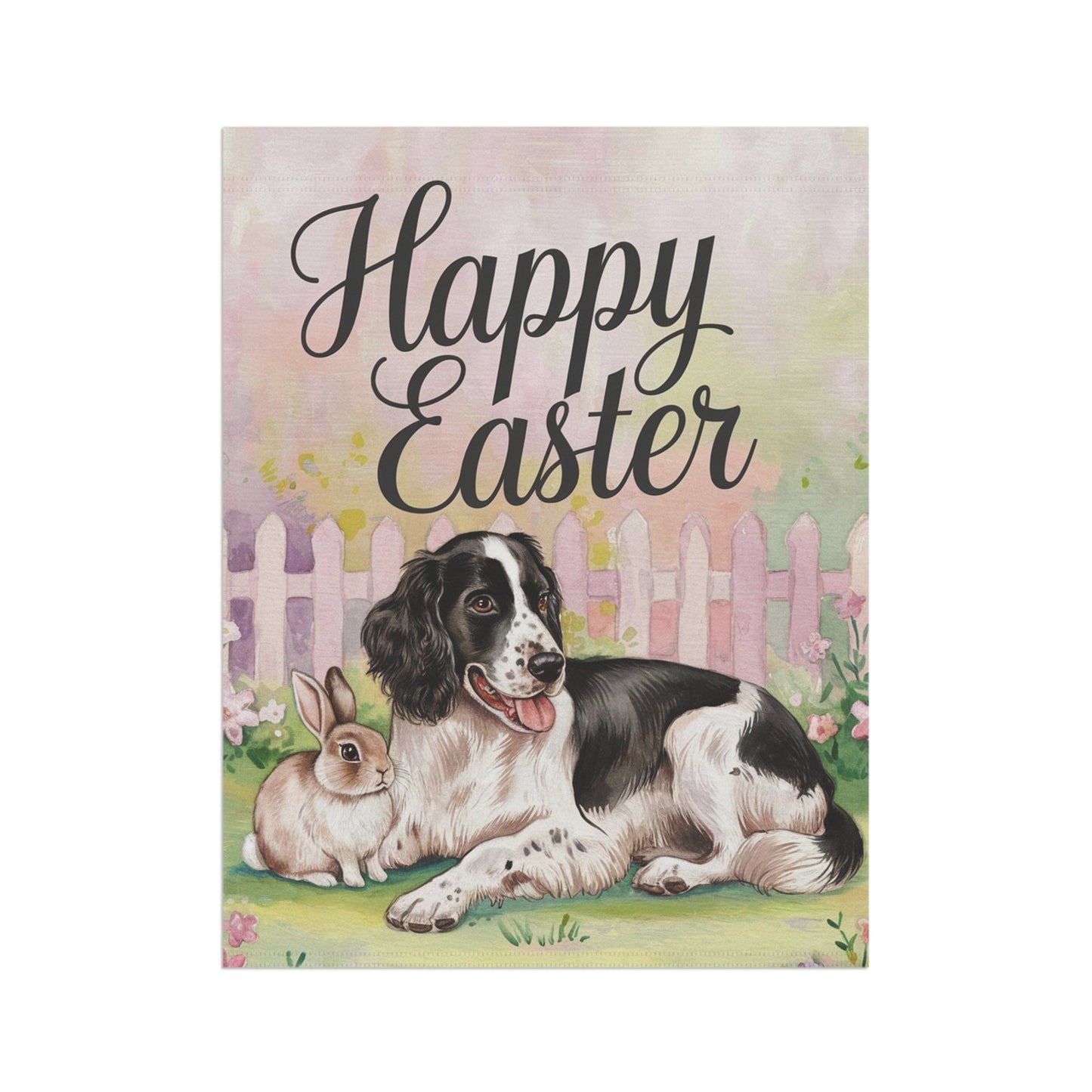 Printify Home Decor Black Springer Spaniel Easter Garden Flags, Spring Gardener Gift, Front Yard Spring Decor