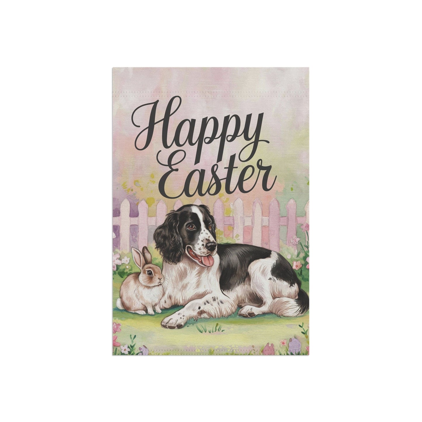 Printify Home Decor Black Springer Spaniel Easter Garden Flags, Spring Gardener Gift, Front Yard Spring Decor