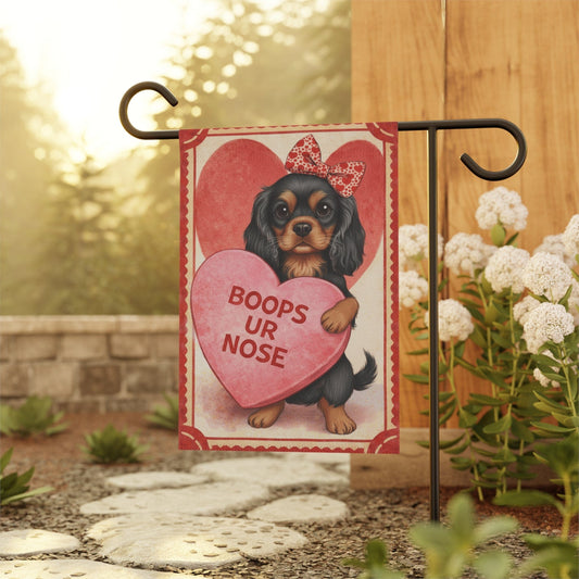 Personalized Cavalier Boops Valentines Garden Flag
