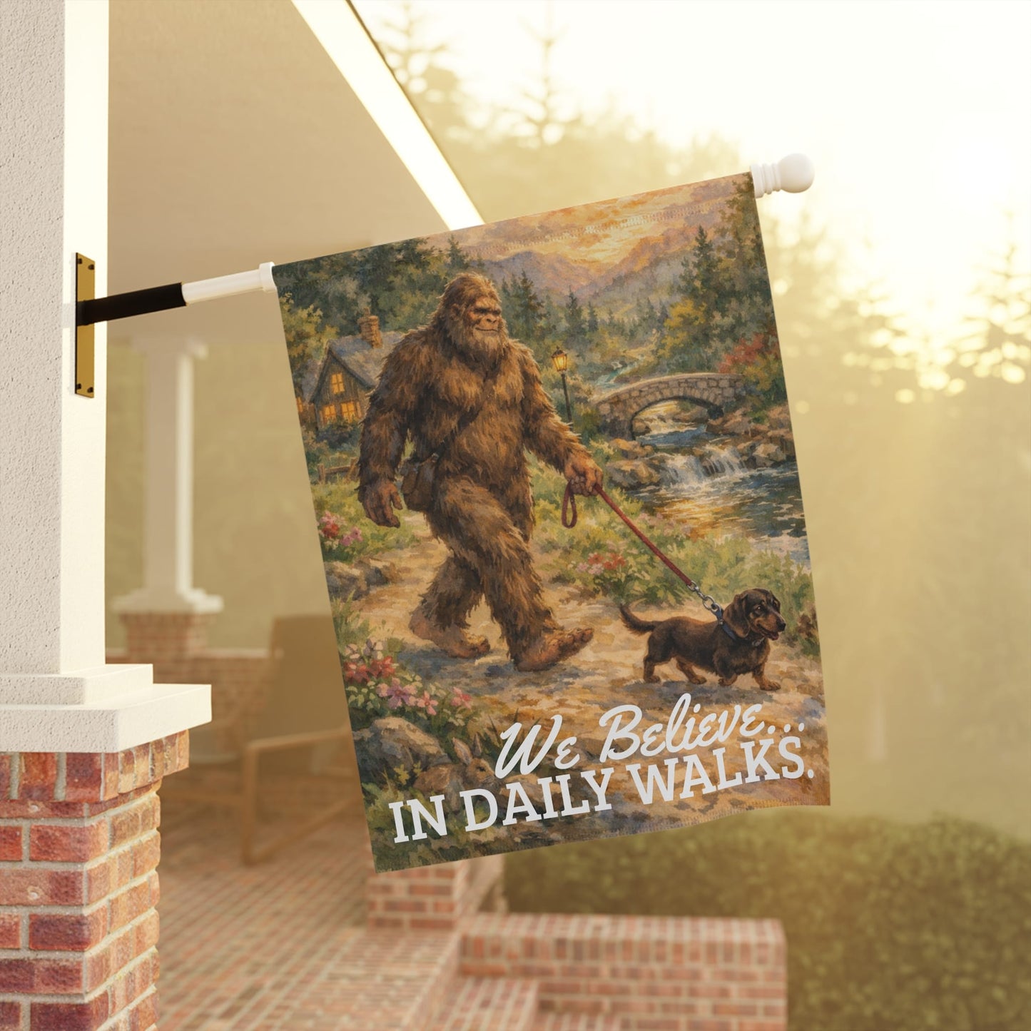 Black Tan Dachshund Bigfoot Garden Flag