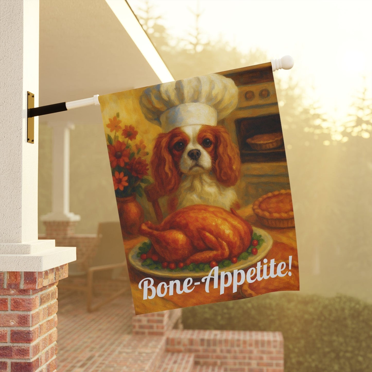 Personalized Cavalier Bone-Appetite Garden Flag