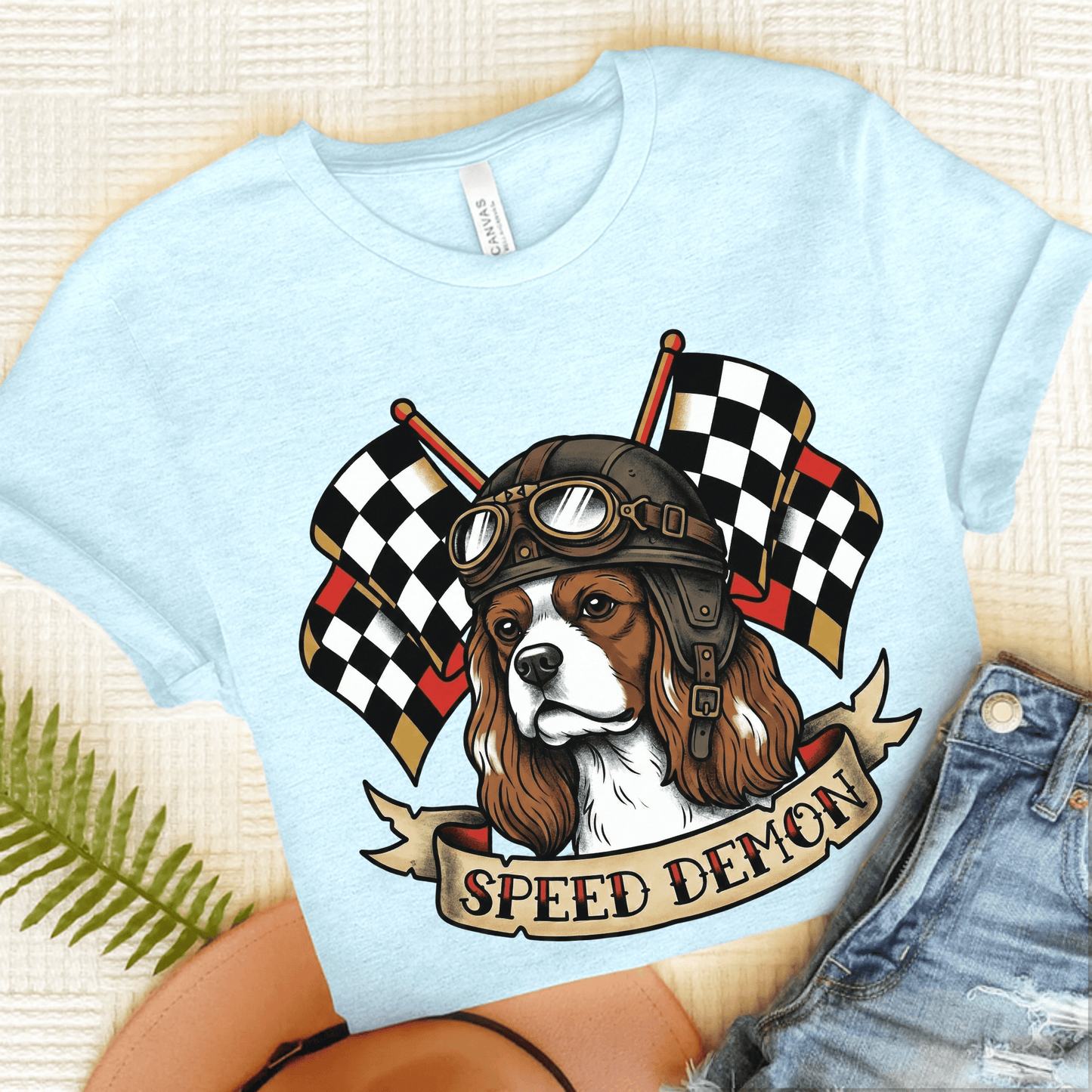 Personalized Cavalier Car Racing Unisex Tshirt Heather Ice Blue