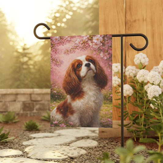Personalized Cavalier Cherry Blossom Garden Flag