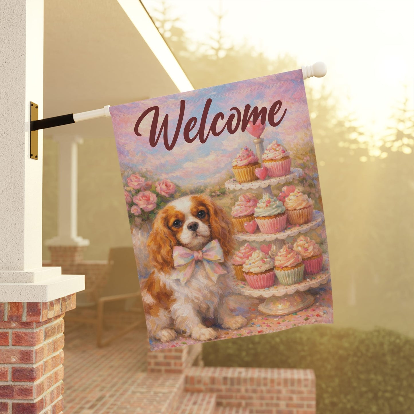Personalized Cavalier Cupcake Garden Yard Flag