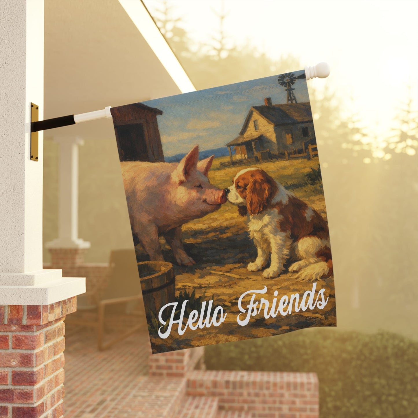 Personalized Cavalier Farm Pig Garden Flag