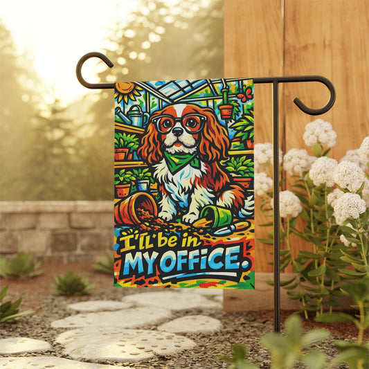 Personalized Cavalier In My Office Garden Flag