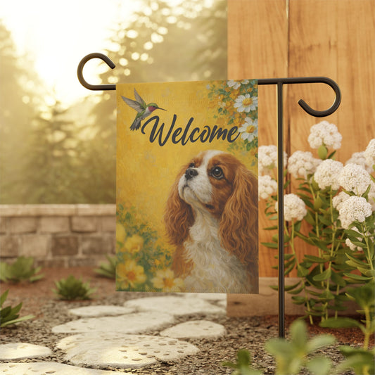 Personalized Cavalier Hummingbird Garden Flag