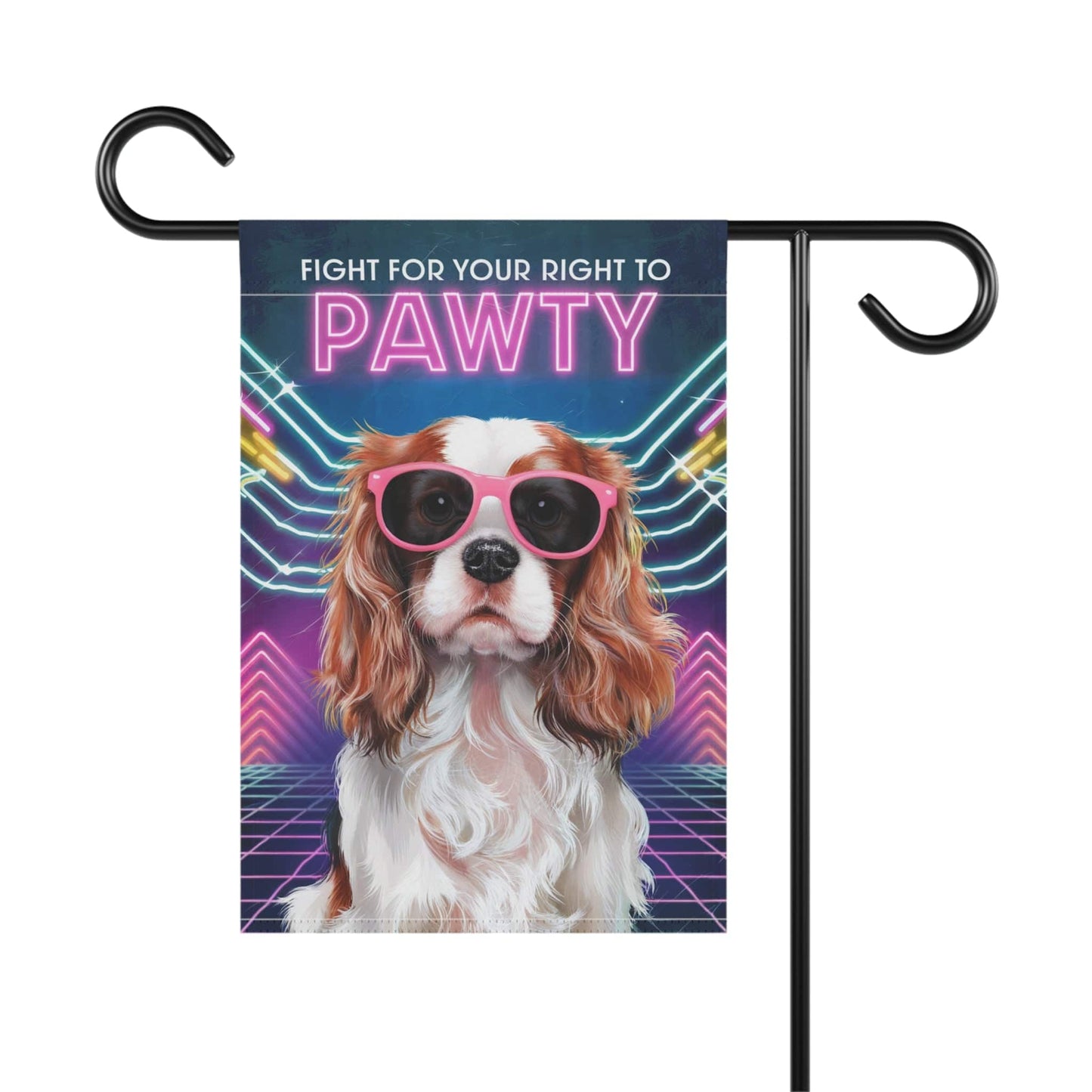 Printify Garden Flag Blenheim Cavalier King Charles 80s Party Garden Flag