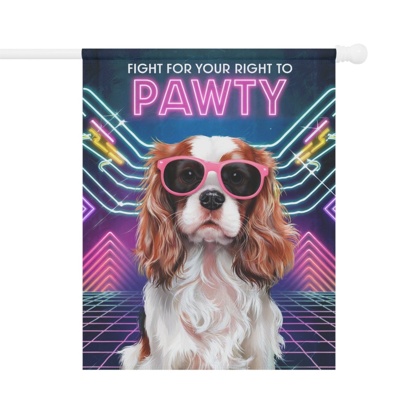 Printify Garden Flag Blenheim Cavalier King Charles 80s Party Garden Flag