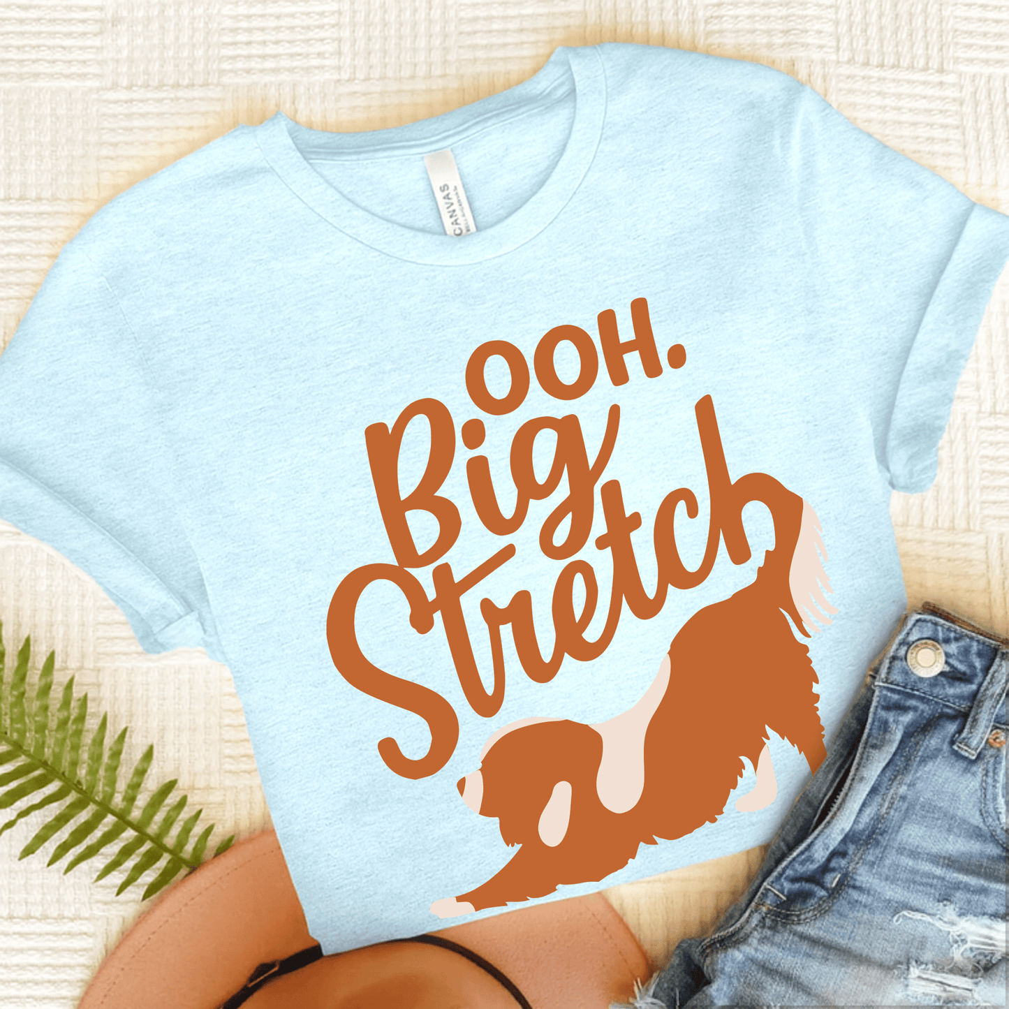 Personalized Cavalier Big Stretch TShirt Heather Ice Blue