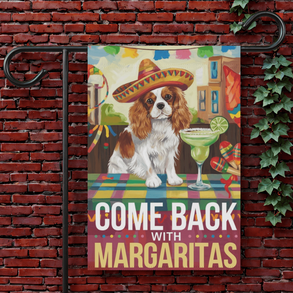 Printify Garden Flag 12'' × 18'' Blenheim Cavalier King Charles Cinco de Mayo Garden Flag
