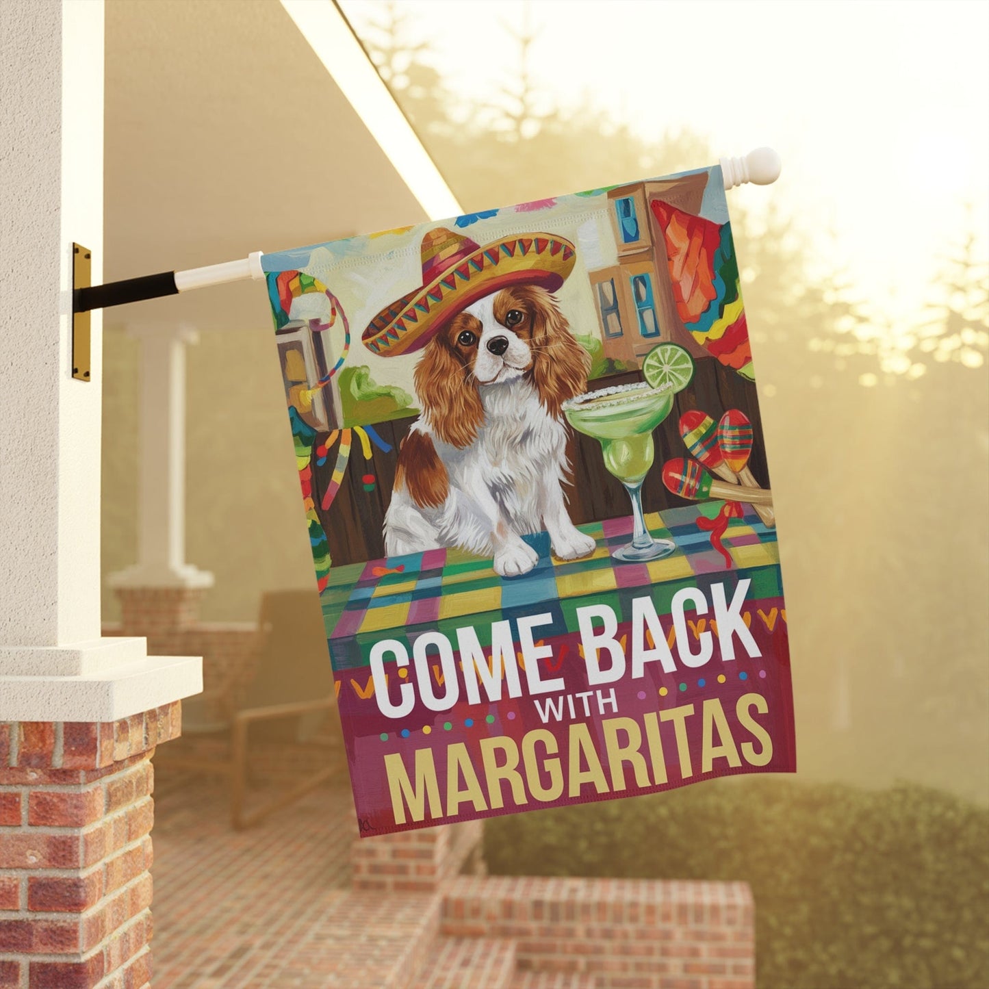 Printify Garden Flag Blenheim Cavalier King Charles Cinco de Mayo Garden Flag