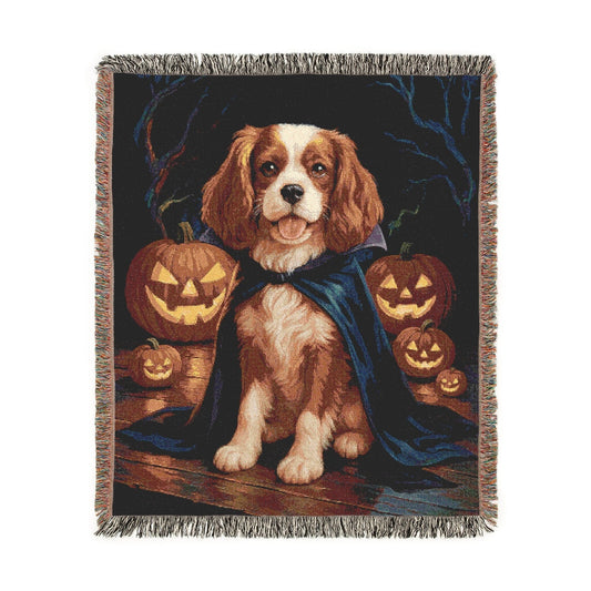 Blenheim Cavalier King Charles Dog Halloween Woven Blanket