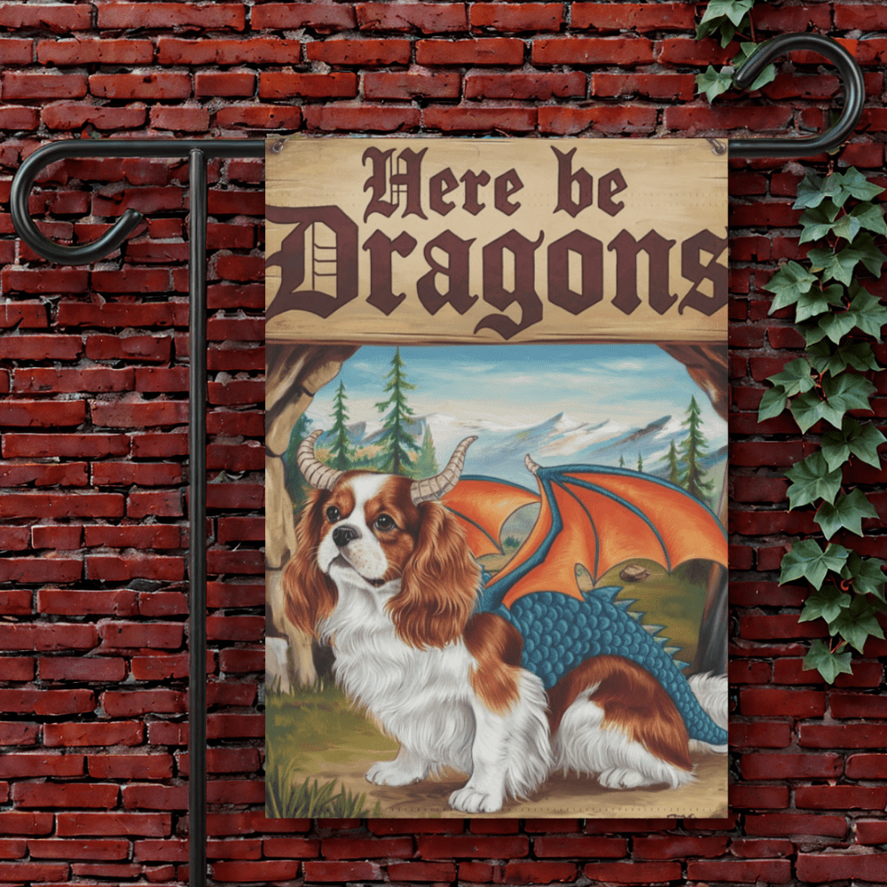 Printify Garden Flag 12'' × 18'' Blenheim Cavalier King Charles Dragon Garden Flag