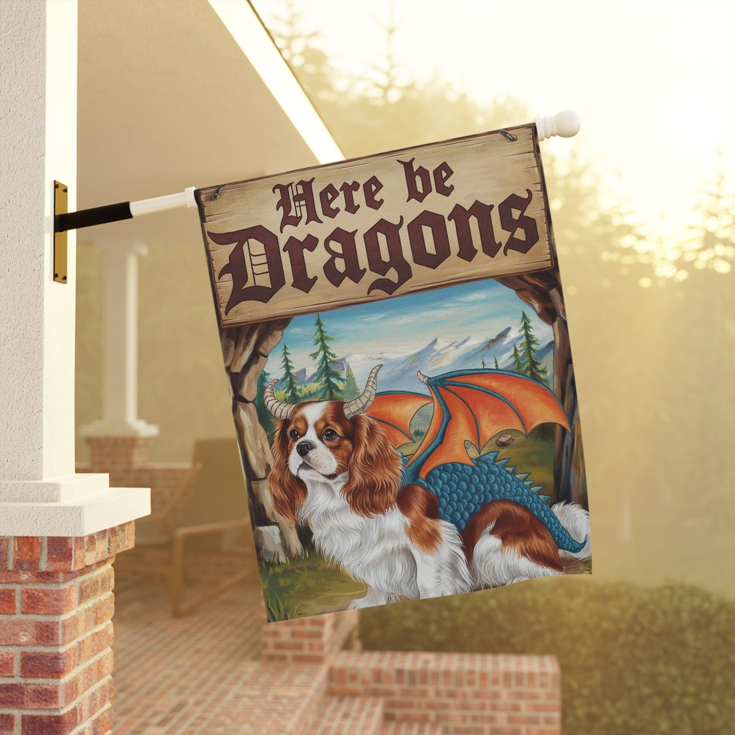 Personalized Cavalier Dragon Garden Flag