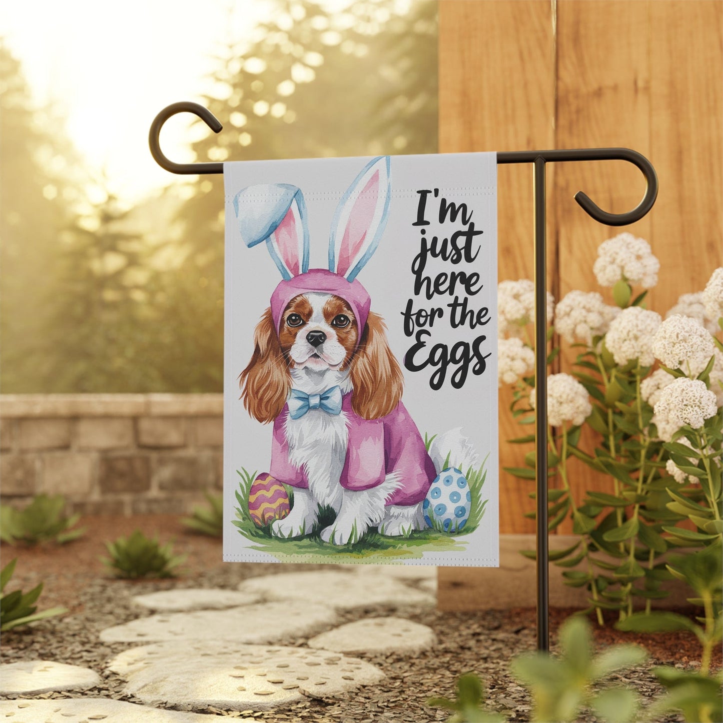 Printify Garden Flag Blenheim Cavalier King Charles Easter Garden Flag