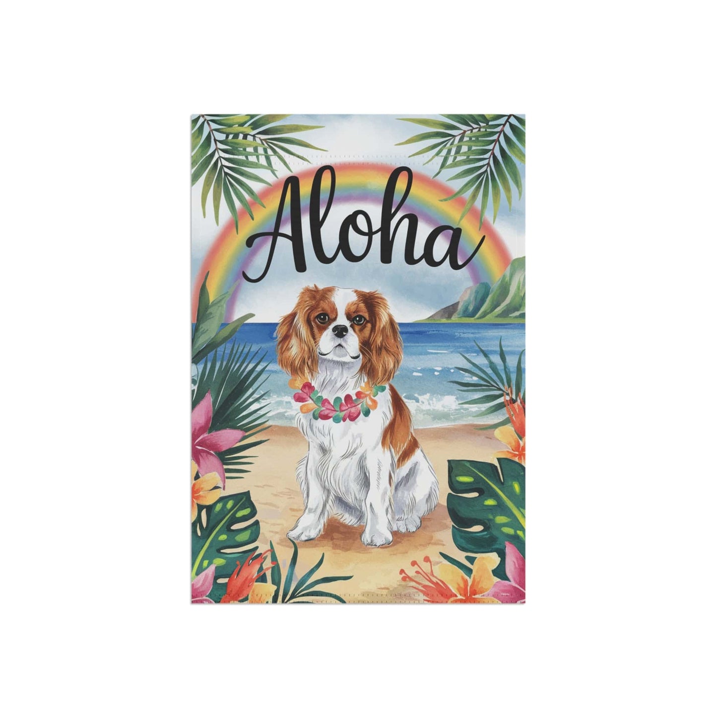 Printify Garden Flag Blenheim Cavalier King Charles Hawaii Garden Flag